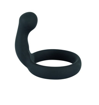 Czarny pierścień na penisa z stymulatorem krocza