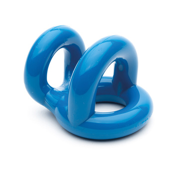 Niebieski potrójny pierścień erekcyjny na penisa i jądra z bardzo rozciągliwego elastomeru